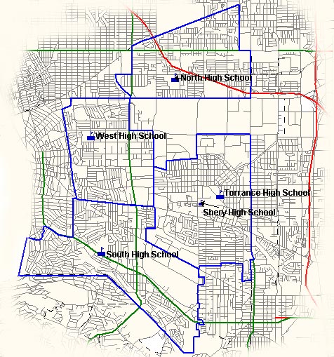 Torrance High Schools map