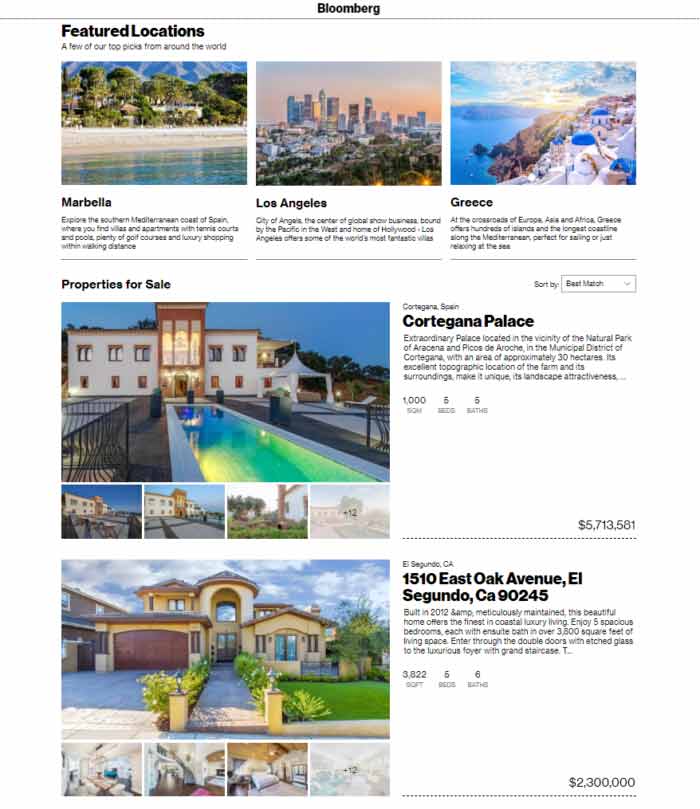 Keith Kyle home listing Featured in Bloomberg
